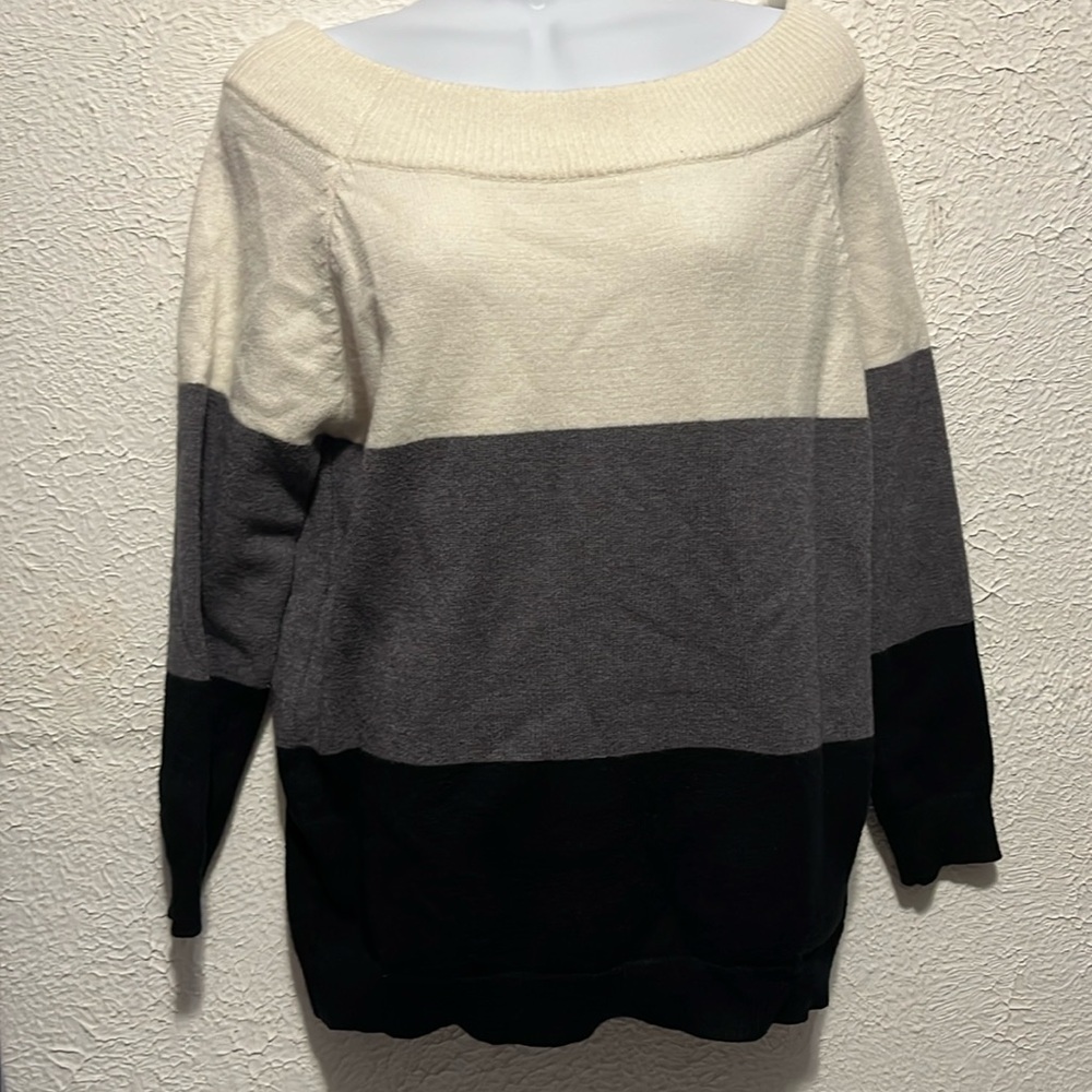 Black Gray And Cream Off The Shoulder Sweater